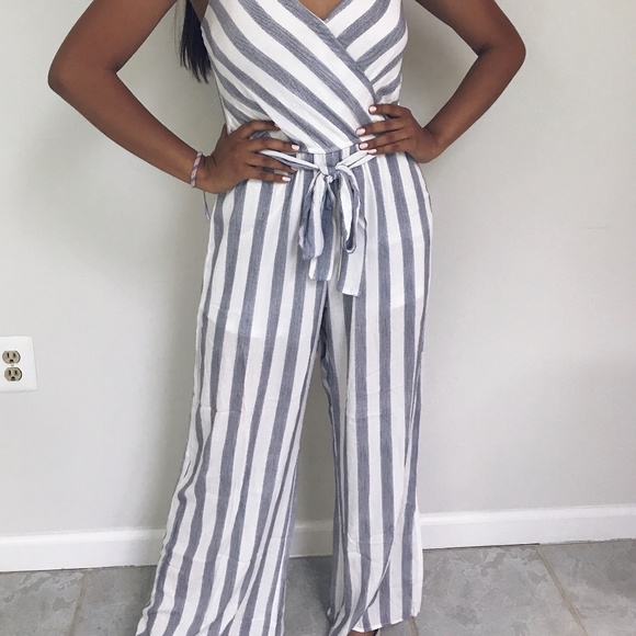 NWT Navy + White Striped Jumpsuit - Picture 4 of 6